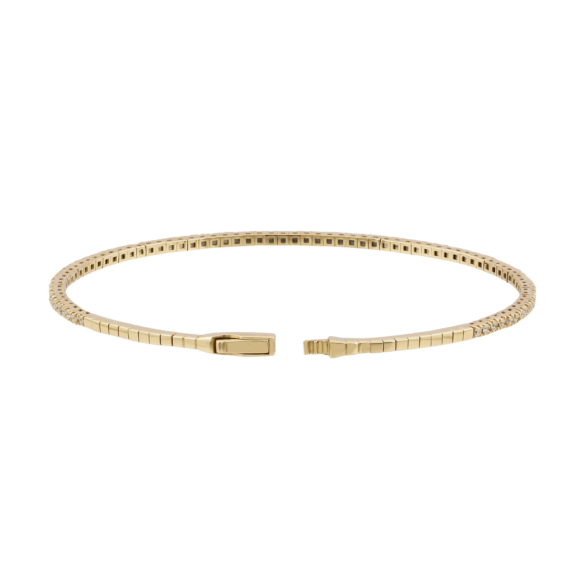 1.45mm Diamond Tennis Bangle 14K Yellow Gold - Image 9