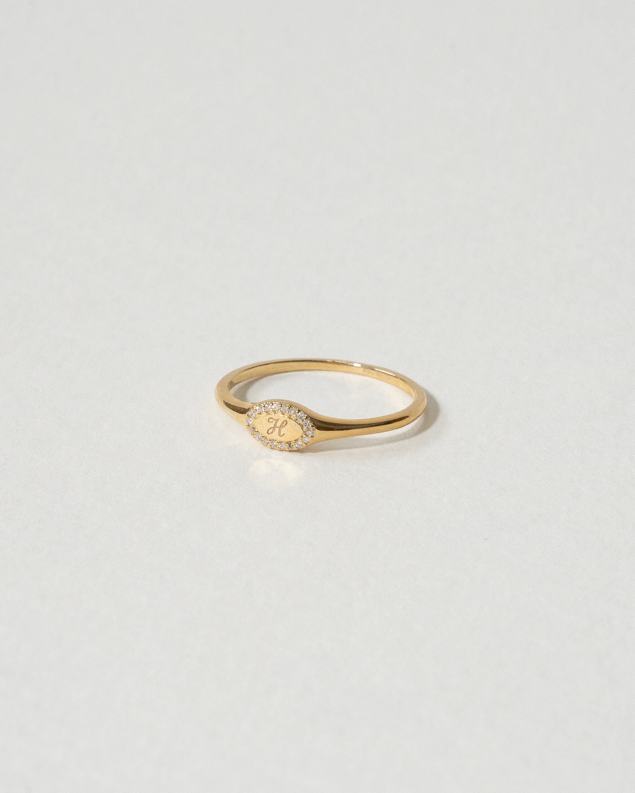9k Solid Gold Pinky Lab-Grown Diamond Initial Signet Ring - Image 4