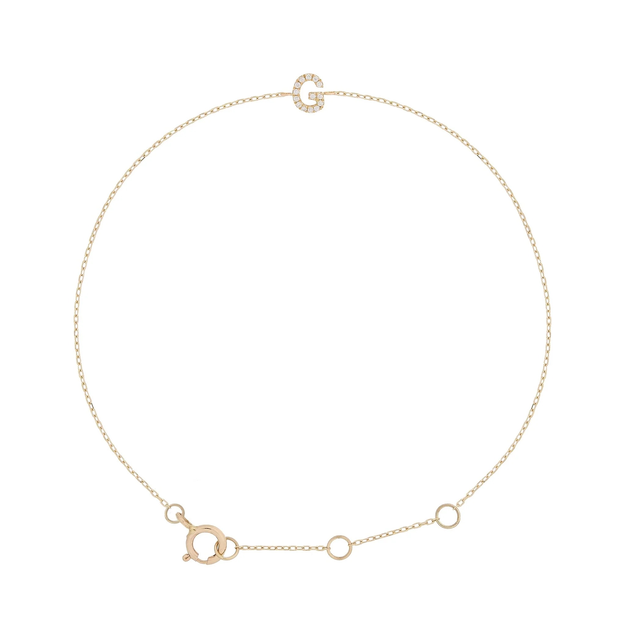 Pavé Initial Moissanite Bracelet | 9k Solid Gold - Image 14